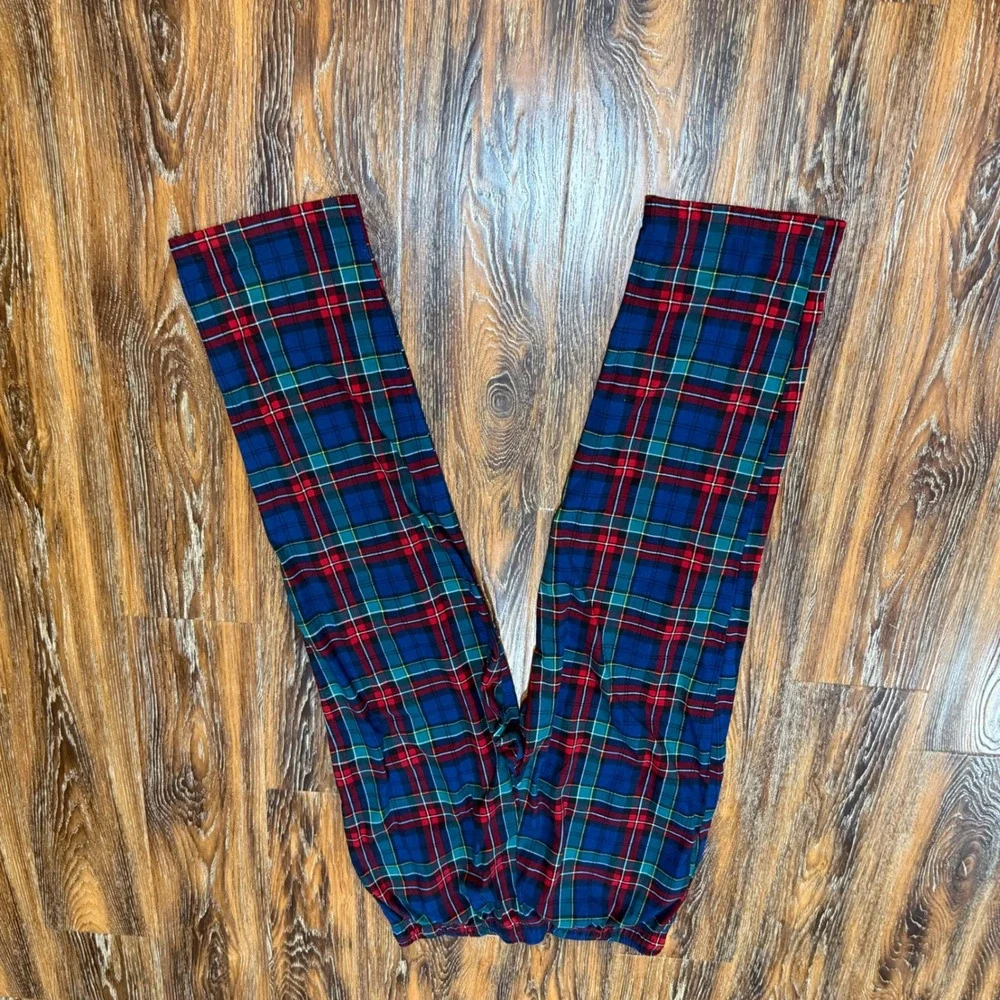Nautica Size M Pajama Pants Mens Blue Red Green Plaid Drawstring Sleepwear